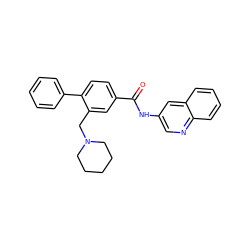 O=C(Nc1cnc2ccccc2c1)c1ccc(-c2ccccc2)c(CN2CCCCC2)c1 ZINC000201770561