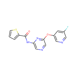 O=C(Nc1cncc(Oc2cncc(F)c2)n1)c1cccs1 ZINC000299826841