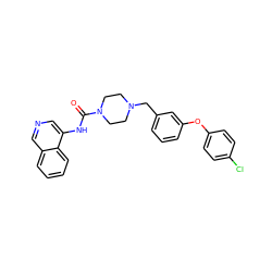 O=C(Nc1cncc2ccccc12)N1CCN(Cc2cccc(Oc3ccc(Cl)cc3)c2)CC1 ZINC000095562615