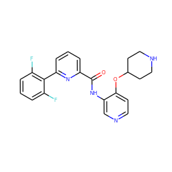 O=C(Nc1cnccc1OC1CCNCC1)c1cccc(-c2c(F)cccc2F)n1 ZINC000205518784