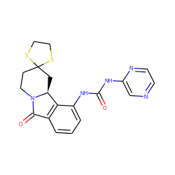 O=C(Nc1cnccn1)Nc1cccc2c1[C@@H]1CC3(CCN1C2=O)SCCS3 ZINC000118084471