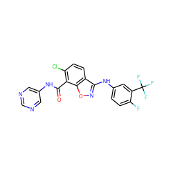 O=C(Nc1cncnc1)c1c(Cl)ccc2c(Nc3ccc(F)c(C(F)(F)F)c3)noc12 ZINC000040421636