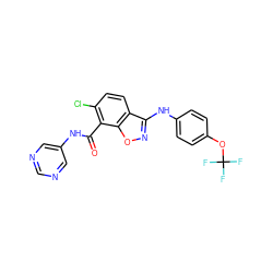 O=C(Nc1cncnc1)c1c(Cl)ccc2c(Nc3ccc(OC(F)(F)F)cc3)noc12 ZINC000040411501