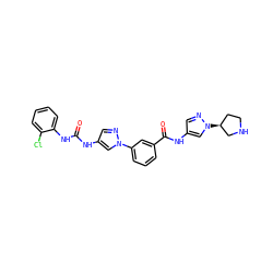 O=C(Nc1cnn(-c2cccc(C(=O)Nc3cnn([C@H]4CCNC4)c3)c2)c1)Nc1ccccc1Cl ZINC000219083663