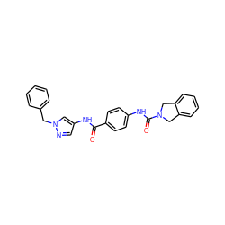 O=C(Nc1cnn(Cc2ccccc2)c1)c1ccc(NC(=O)N2Cc3ccccc3C2)cc1 ZINC000166138378