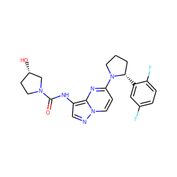 O=C(Nc1cnn2ccc(N3CCC[C@@H]3c3cc(F)ccc3F)nc12)N1CC[C@H](O)C1 ZINC000118399834