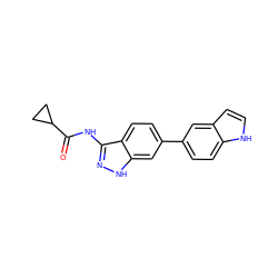 O=C(Nc1n[nH]c2cc(-c3ccc4[nH]ccc4c3)ccc12)C1CC1 ZINC000013538581