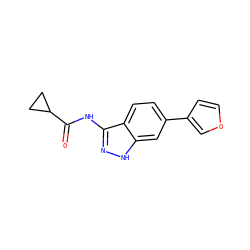 O=C(Nc1n[nH]c2cc(-c3ccoc3)ccc12)C1CC1 ZINC000013538619