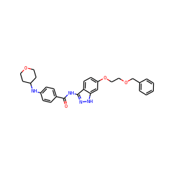 O=C(Nc1n[nH]c2cc(OCCOCc3ccccc3)ccc12)c1ccc(NC2CCOCC2)cc1 ZINC000144563435