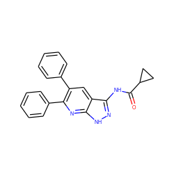 O=C(Nc1n[nH]c2nc(-c3ccccc3)c(-c3ccccc3)cc12)C1CC1 ZINC000013538552