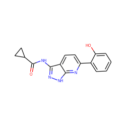 O=C(Nc1n[nH]c2nc(-c3ccccc3O)ccc12)C1CC1 ZINC000013538537