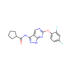 O=C(Nc1n[nH]c2nc(Oc3ccc(F)cc3F)ncc12)C1CCCC1 ZINC000071334012