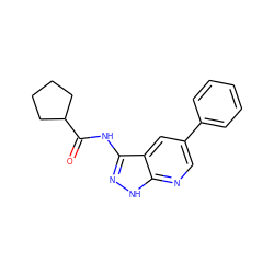 O=C(Nc1n[nH]c2ncc(-c3ccccc3)cc12)C1CCCC1 ZINC000013489640