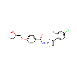 O=C(Nc1nc(-c2ccc(Cl)cc2Cl)cs1)c1ccc(OC[C@H]2CCCO2)cc1 ZINC000002616825