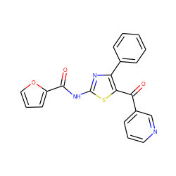 O=C(Nc1nc(-c2ccccc2)c(C(=O)c2cccnc2)s1)c1ccco1 ZINC000096927334