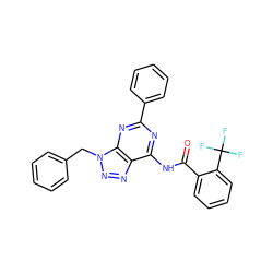 O=C(Nc1nc(-c2ccccc2)nc2c1nnn2Cc1ccccc1)c1ccccc1C(F)(F)F ZINC000040406505