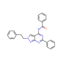 O=C(Nc1nc(-c2ccccc2)nc2nn(CCc3ccccc3)cc12)c1ccccc1 ZINC000049088030