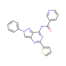 O=C(Nc1nc(-c2cccs2)nc2cn(-c3ccccc3)nc12)c1cccnc1 ZINC000653767604