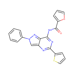 O=C(Nc1nc(-c2cccs2)nc2cn(-c3ccccc3)nc12)c1ccco1 ZINC000653767664