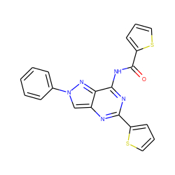 O=C(Nc1nc(-c2cccs2)nc2cn(-c3ccccc3)nc12)c1cccs1 ZINC000653767644