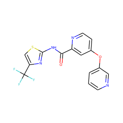 O=C(Nc1nc(C(F)(F)F)cs1)c1cc(Oc2cccnc2)ccn1 ZINC000167365055