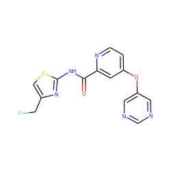 O=C(Nc1nc(CF)cs1)c1cc(Oc2cncnc2)ccn1 ZINC000167522379