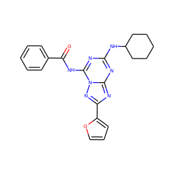 O=C(Nc1nc(NC2CCCCC2)nc2nc(-c3ccco3)nn12)c1ccccc1 ZINC000653768494