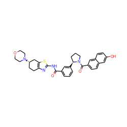O=C(Nc1nc2c(s1)C[C@@H](N1CCOCC1)CC2)c1cccc([C@H]2CCCN2C(=O)c2ccc3cc(O)ccc3c2)c1 ZINC000220408960