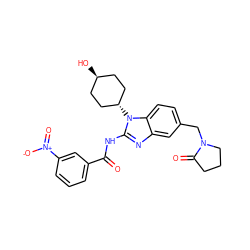 O=C(Nc1nc2cc(CN3CCCC3=O)ccc2n1[C@H]1CC[C@H](O)CC1)c1cccc([N+](=O)[O-])c1 ZINC000653749314