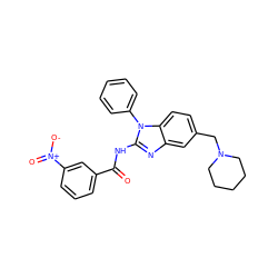 O=C(Nc1nc2cc(CN3CCCCC3)ccc2n1-c1ccccc1)c1cccc([N+](=O)[O-])c1 ZINC000038400974