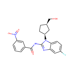 O=C(Nc1nc2cc(F)ccc2n1[C@H]1CC[C@@H](CO)C1)c1cccc([N+](=O)[O-])c1 ZINC000653747930