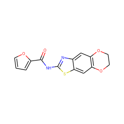 O=C(Nc1nc2cc3c(cc2s1)OCCO3)c1ccco1 ZINC000004348398