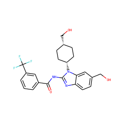 O=C(Nc1nc2ccc(CO)cc2n1[C@H]1CC[C@@H](CO)CC1)c1cccc(C(F)(F)F)c1 ZINC000653747937