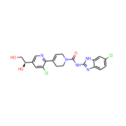 O=C(Nc1nc2ccc(Cl)cc2[nH]1)N1CC=C(c2ncc([C@@H](O)CO)cc2Cl)CC1 ZINC000141067353