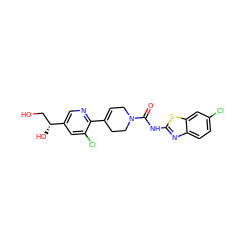 O=C(Nc1nc2ccc(Cl)cc2s1)N1CC=C(c2ncc([C@H](O)CO)cc2Cl)CC1 ZINC000138814967