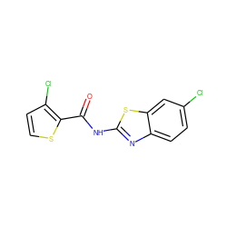 O=C(Nc1nc2ccc(Cl)cc2s1)c1sccc1Cl ZINC000072135016