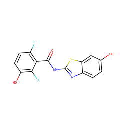 O=C(Nc1nc2ccc(O)cc2s1)c1c(F)ccc(O)c1F ZINC000095554209