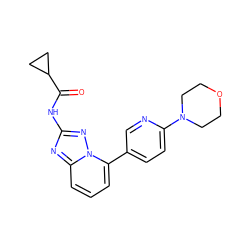 O=C(Nc1nc2cccc(-c3ccc(N4CCOCC4)nc3)n2n1)C1CC1 ZINC000096174618