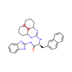 O=C(Nc1nc2ccccc2[nH]1)[C@H](Cc1ccc2ccccc2c1)N/C(=N/C1CCCCC1)NC1CCCCC1 ZINC000027109760