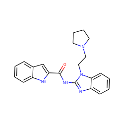 O=C(Nc1nc2ccccc2n1CCN1CCCC1)c1cc2ccccc2[nH]1 ZINC000299863582