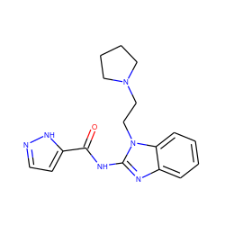 O=C(Nc1nc2ccccc2n1CCN1CCCC1)c1ccn[nH]1 ZINC000299870175