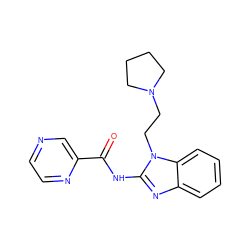 O=C(Nc1nc2ccccc2n1CCN1CCCC1)c1cnccn1 ZINC000299872084