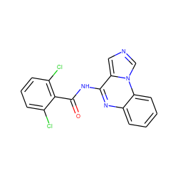 O=C(Nc1nc2ccccc2n2cncc12)c1c(Cl)cccc1Cl ZINC000013441467