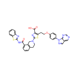 O=C(Nc1nc2ccccc2s1)c1cccc2c1CN(c1nc(C(=O)O)c(CCOc3ccc(-n4ncc5cncnc54)cc3)s1)CC2 ZINC000163963408