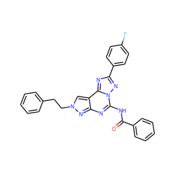 O=C(Nc1nc2nn(CCc3ccccc3)cc2c2nc(-c3ccc(F)cc3)nn12)c1ccccc1 ZINC000072124315