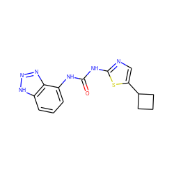 O=C(Nc1ncc(C2CCC2)s1)Nc1cccc2[nH]nnc12 ZINC000028396219