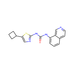 O=C(Nc1ncc(C2CCC2)s1)Nc1cccc2ccncc12 ZINC000028455256