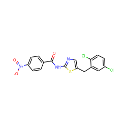 O=C(Nc1ncc(Cc2cc(Cl)ccc2Cl)s1)c1ccc([N+](=O)[O-])cc1 ZINC000038811802