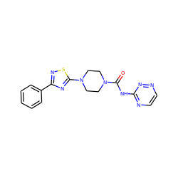 O=C(Nc1nccnn1)N1CCN(c2nc(-c3ccccc3)ns2)CC1 ZINC000040421465