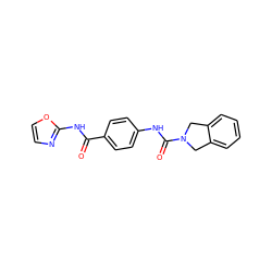 O=C(Nc1ncco1)c1ccc(NC(=O)N2Cc3ccccc3C2)cc1 ZINC000166241691